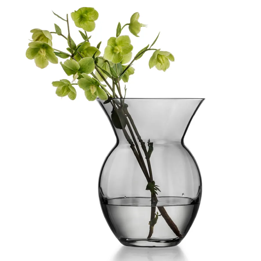 HADELAND GLASSVERK AS Vaser-VASE DAISY OPTIKK RØKGRÅ 21 CM Røkgrå