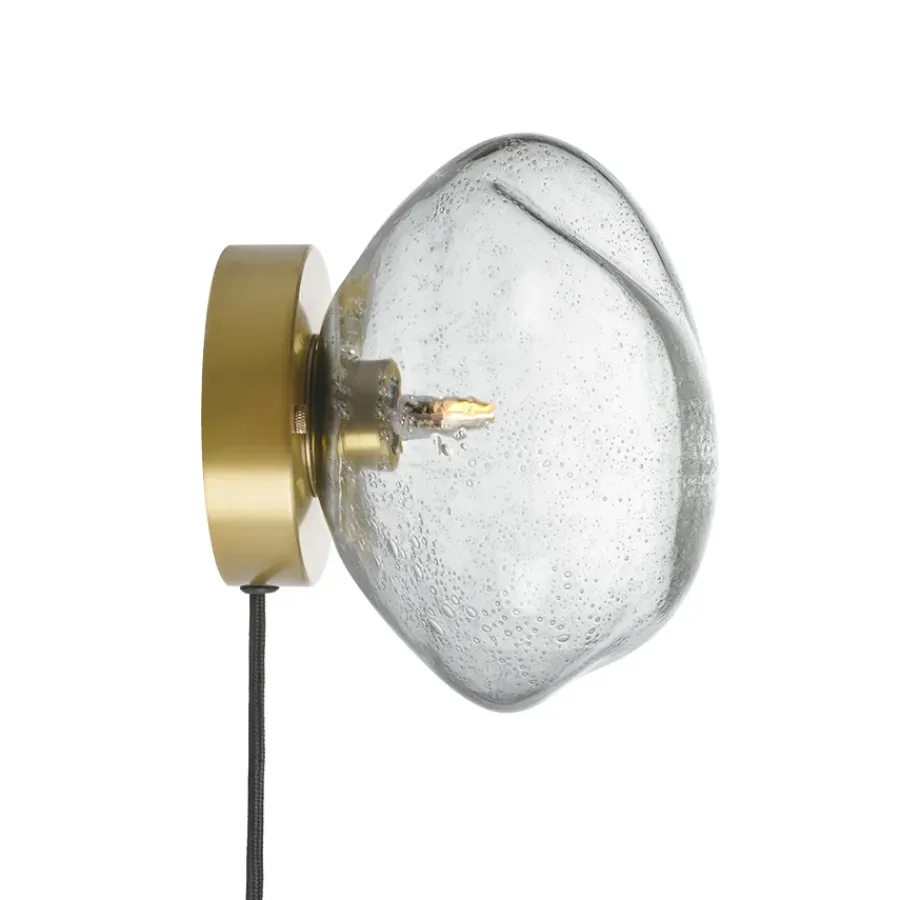 HADELAND GLASSVERK Vegglamper|Vegglamper-VEGGLAMPE KLAR M/SODA MED UTVENDIG MESSING OPPHENG