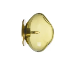 HADELAND GLASSVERK Vegglamper|Vegglamper-VEGGLAMPE MED INNFELDT MESSING OPPHENG Oliven